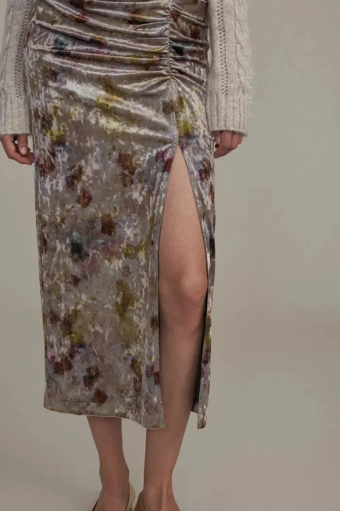 Leo Shimmering Pleated Skirt in Stretchy Velvet