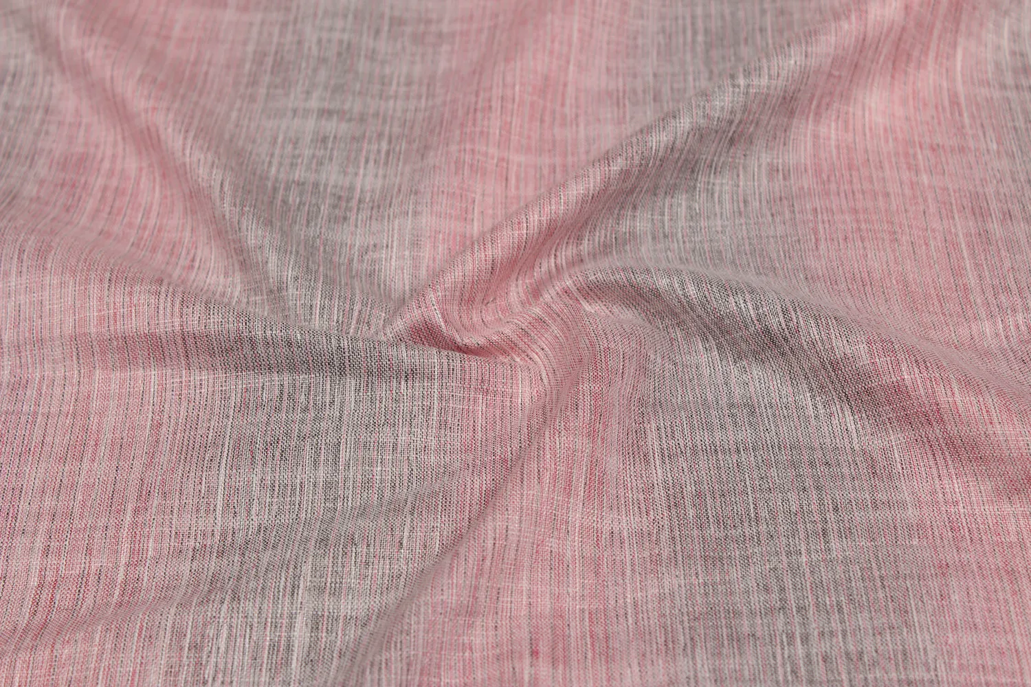Light Pink & Grey Stripes Yarn Dyed  Viscose Blend Fabric