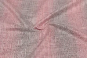 Light Pink & Grey Stripes Yarn Dyed  Viscose Blend Fabric