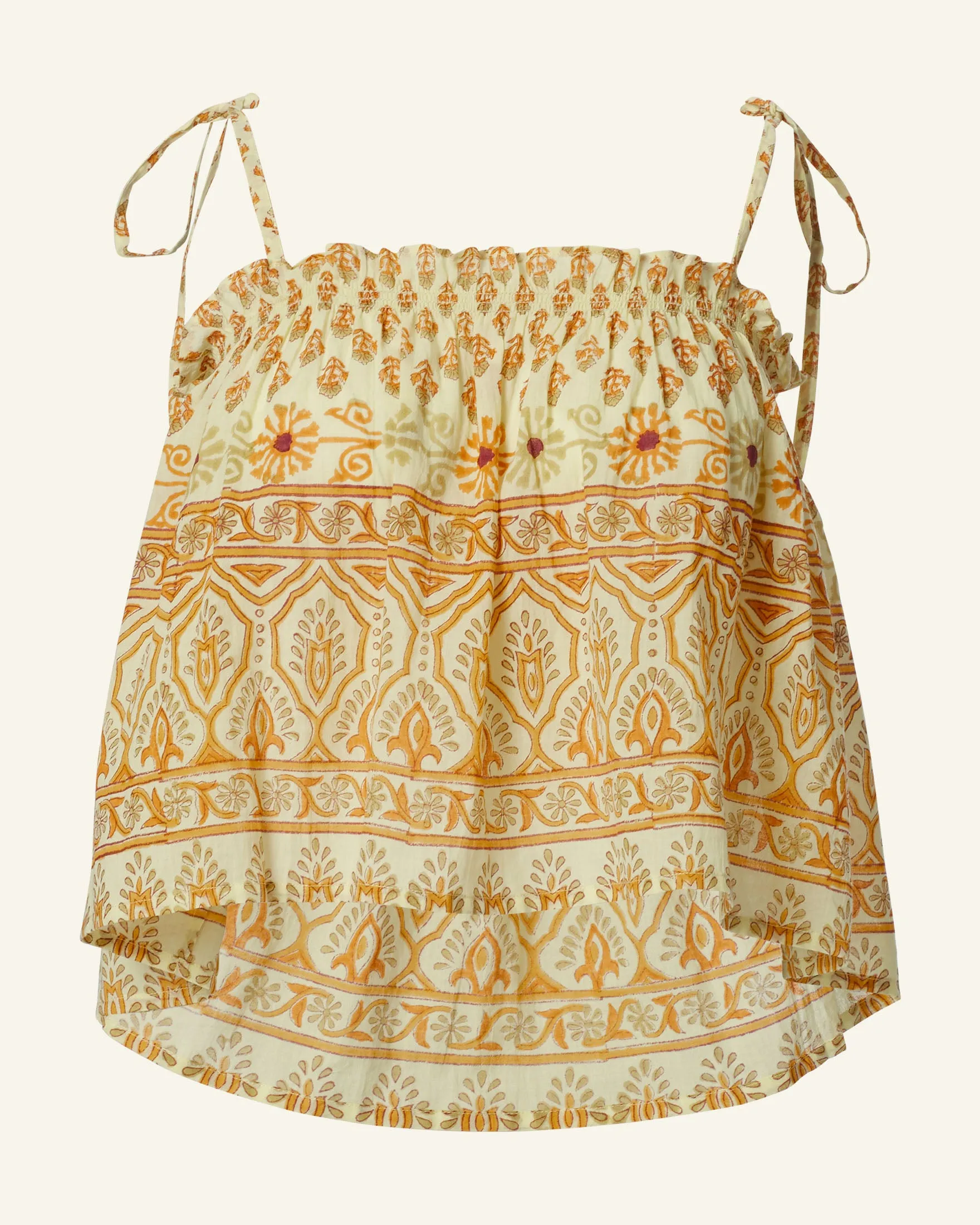 Lila Saffron Bhutti Top