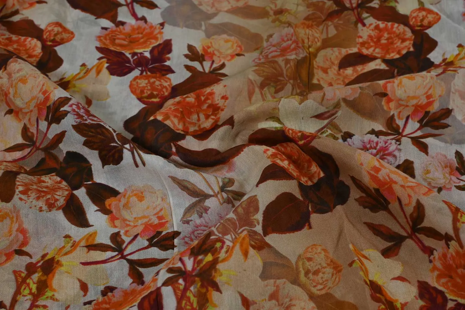 Multicolor Floral Printed Sushi Voile Viscose Fabric