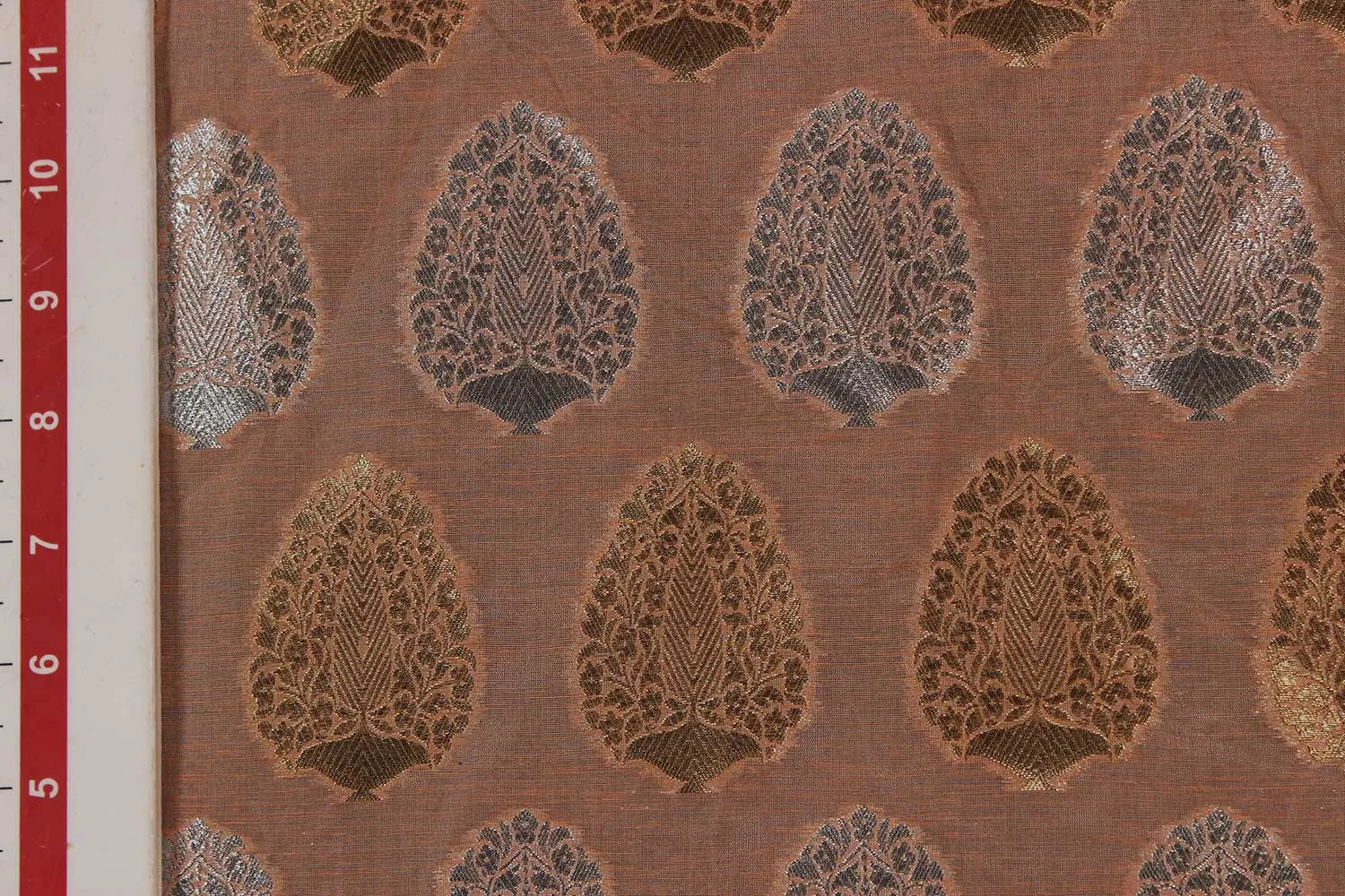 Multicolor Motifs Chanderi Cotton Polyester Blend Jacquard Fabric