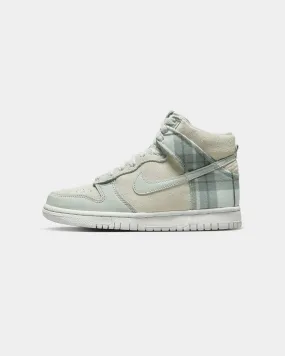 Nike Kids' Dunk High SE (GS) 'Plaid' Summit White/Light Green