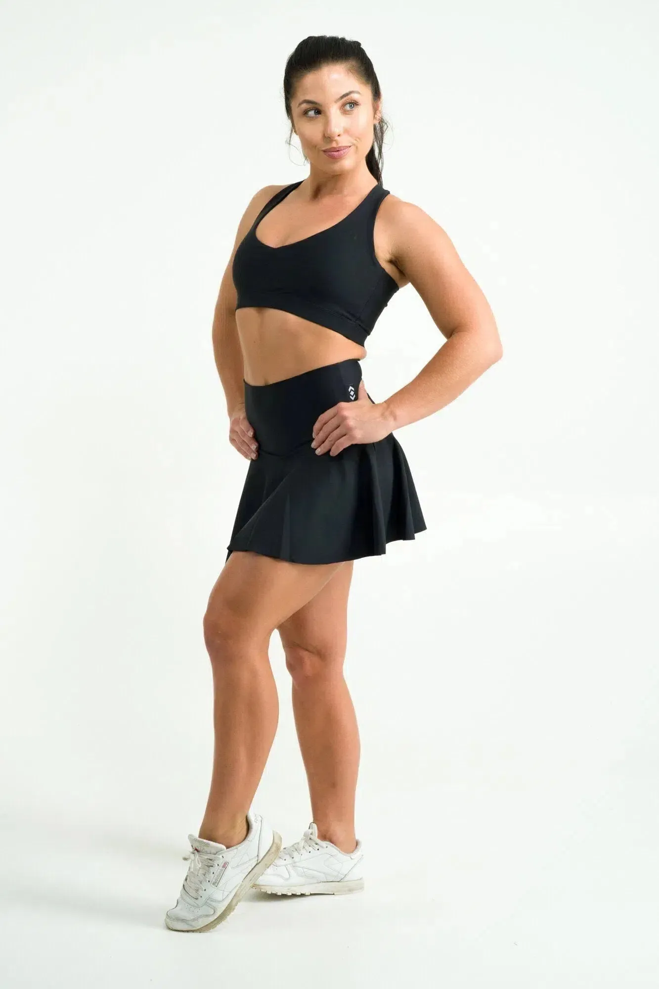 Performance High Waisted Simple Skort - Black