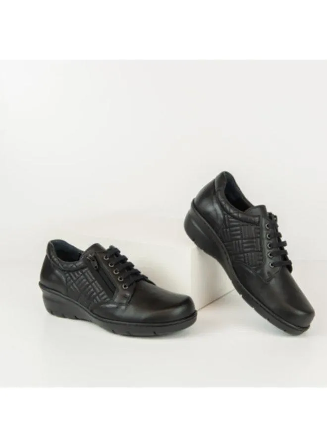 Portofino Women's Wedge Lace & Zip Oxfords- Nero