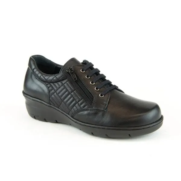 Portofino Women's Wedge Lace & Zip Oxfords- Nero