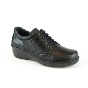 Portofino Women's Wedge Lace & Zip Oxfords- Nero