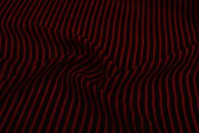 Red & Black Stripes Printed Organza Fabric