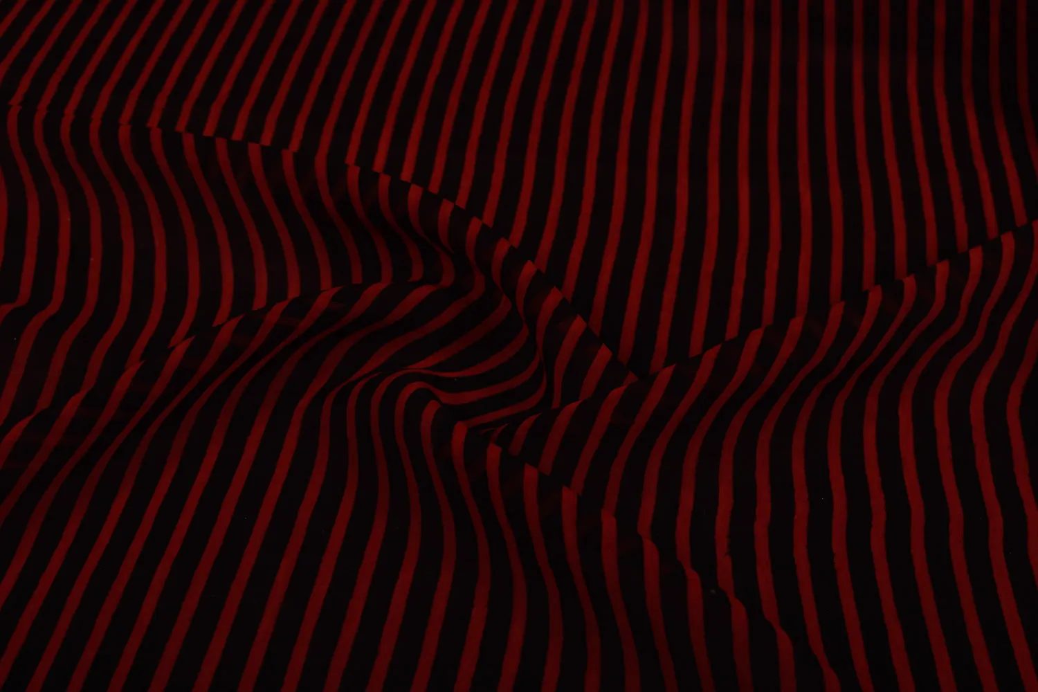 Red & Black Stripes Printed Organza Fabric