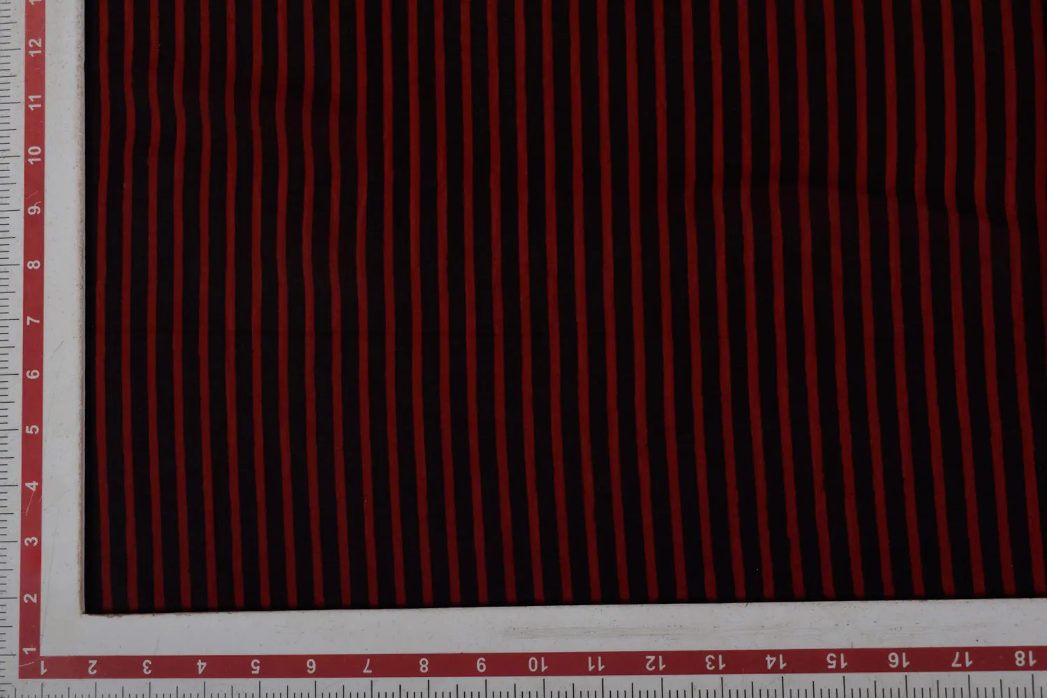 Red & Black Stripes Printed Organza Fabric