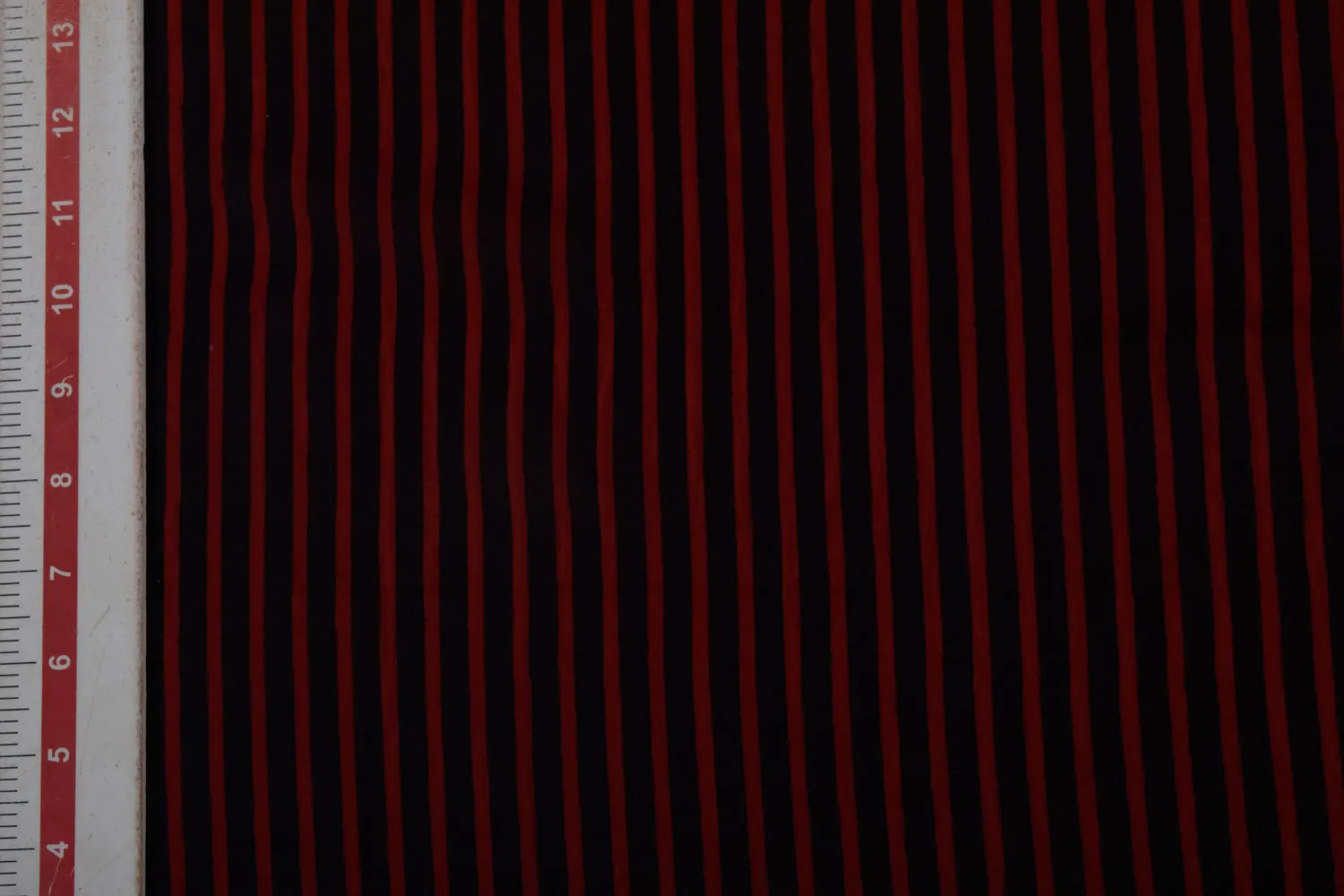 Red & Black Stripes Printed Organza Fabric
