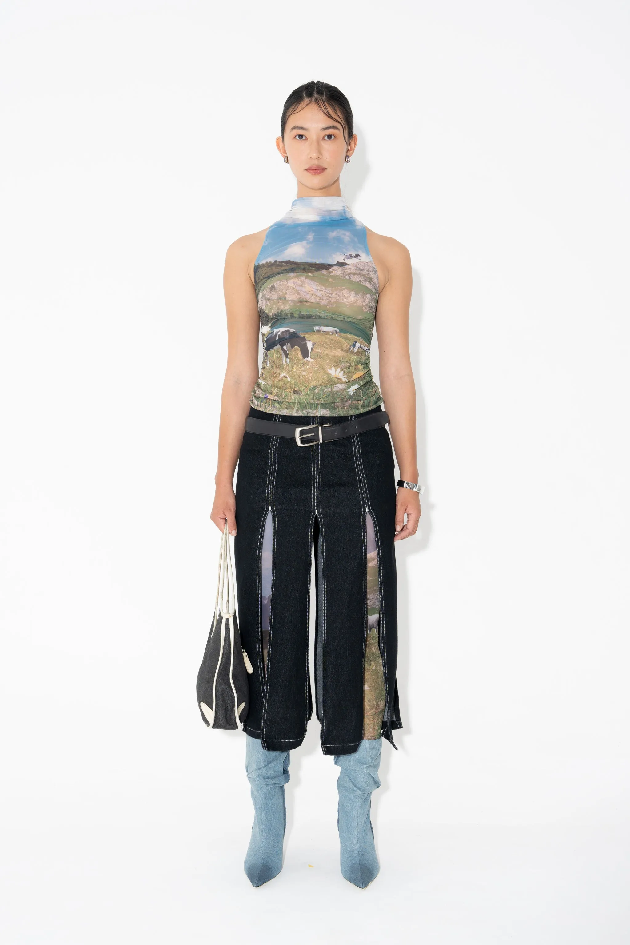 RUCHED TURTLE NECK TANK in Bucolic