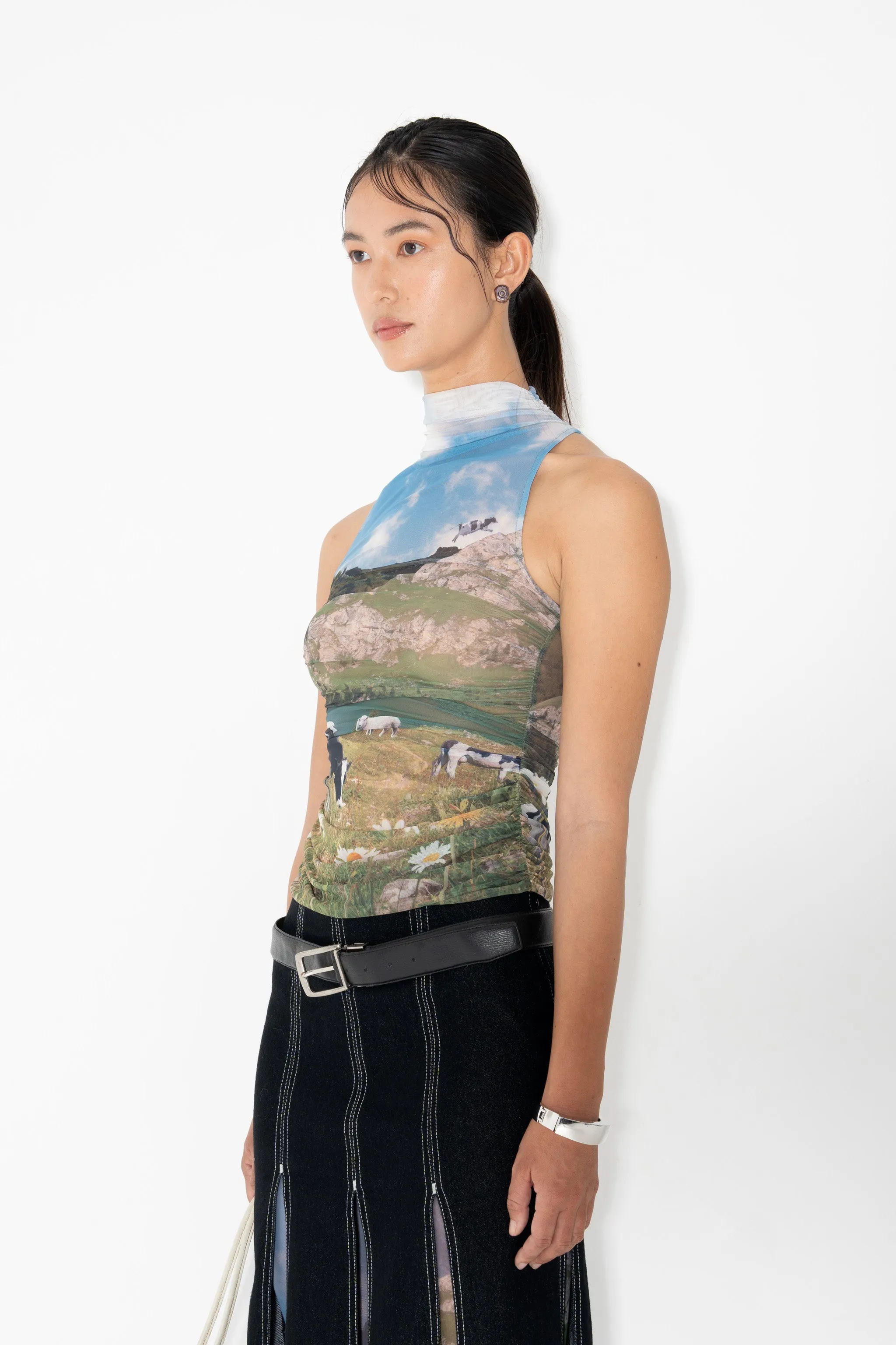 RUCHED TURTLE NECK TANK in Bucolic