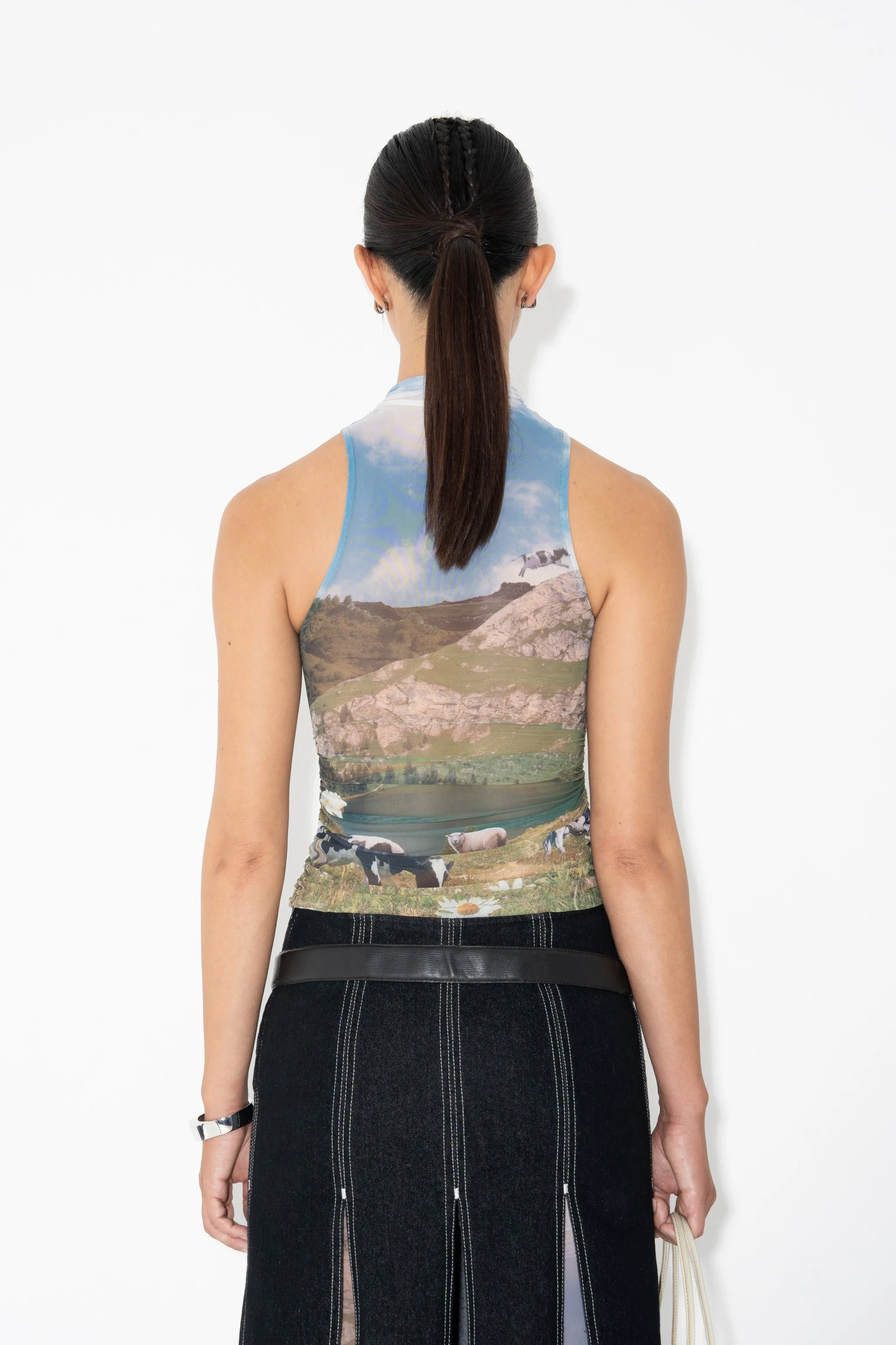RUCHED TURTLE NECK TANK in Bucolic