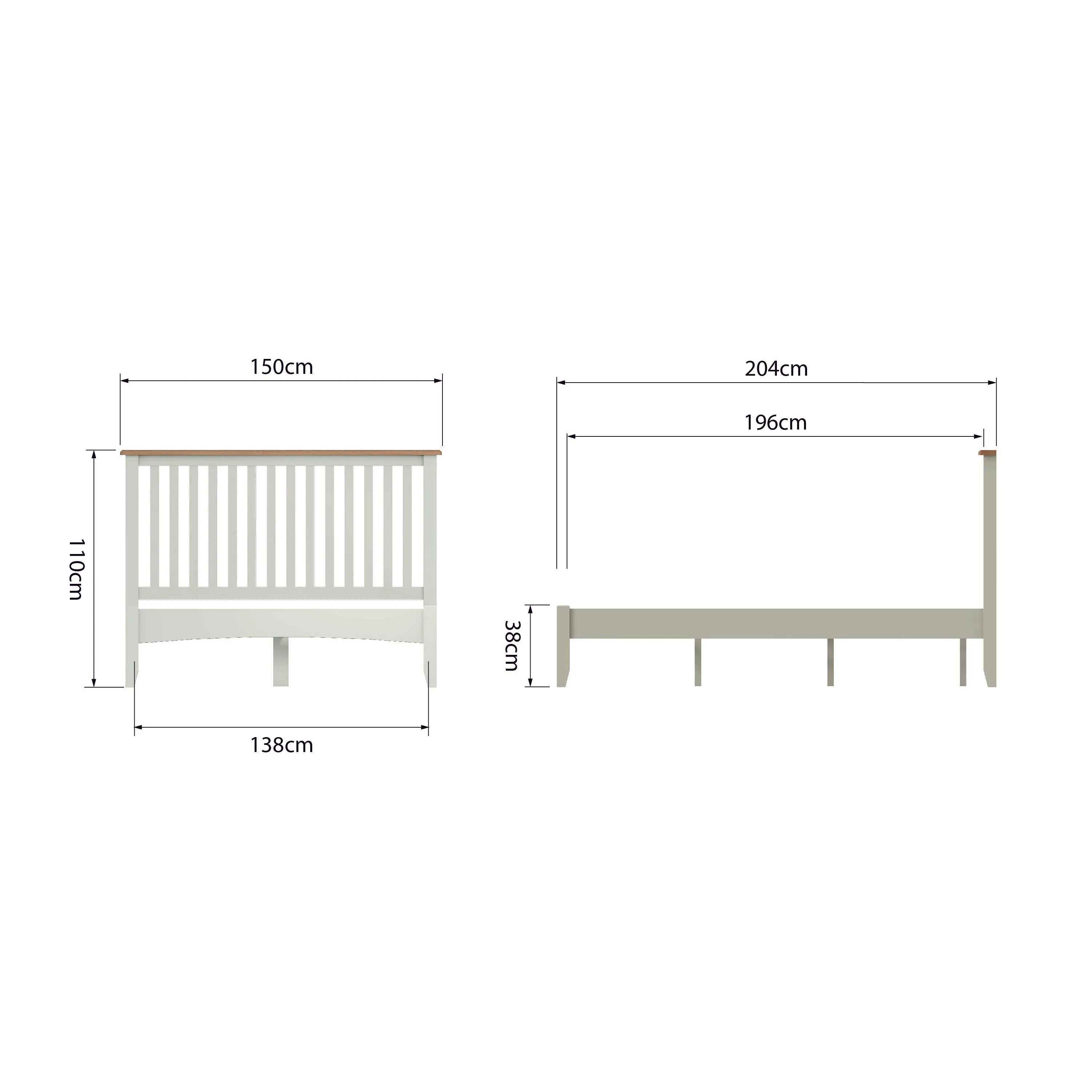 Salisbury Pure White Bed 4'6" Double 150 x 204 x 110 cm