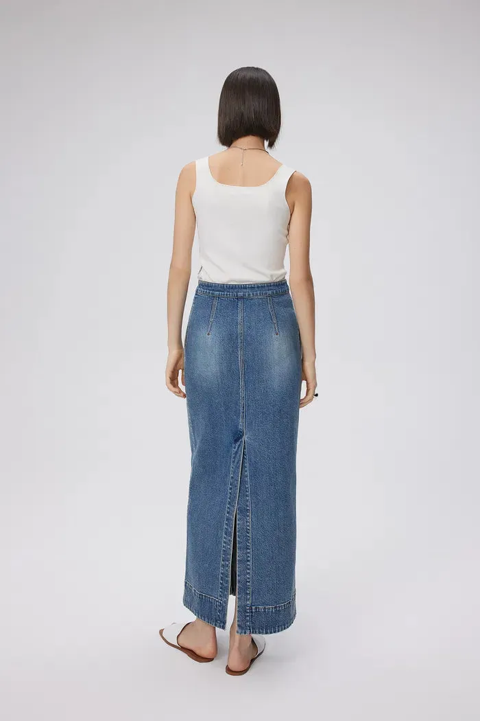 Sara High-waisted Pencil Skirt in Cotton Lyocell Denim