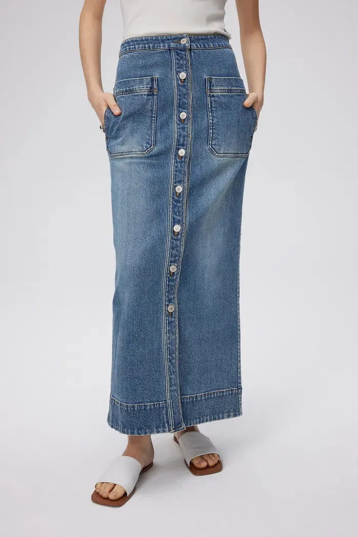 Sara High-waisted Pencil Skirt in Cotton Lyocell Denim