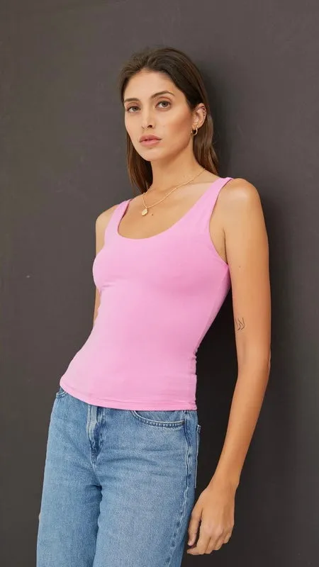 Scoop Neck Dbl Layer Tank Top 3/24