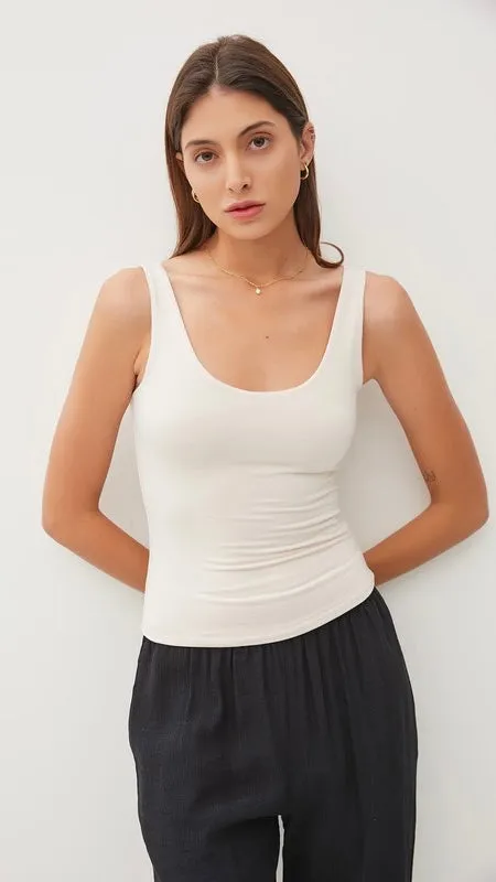 Scoop Neck Dbl Layer Tank Top 3/24