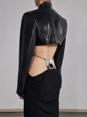 SQUARE LOWER BACK PLATE (PILLAR DRAPE SKIRT) - BLACK