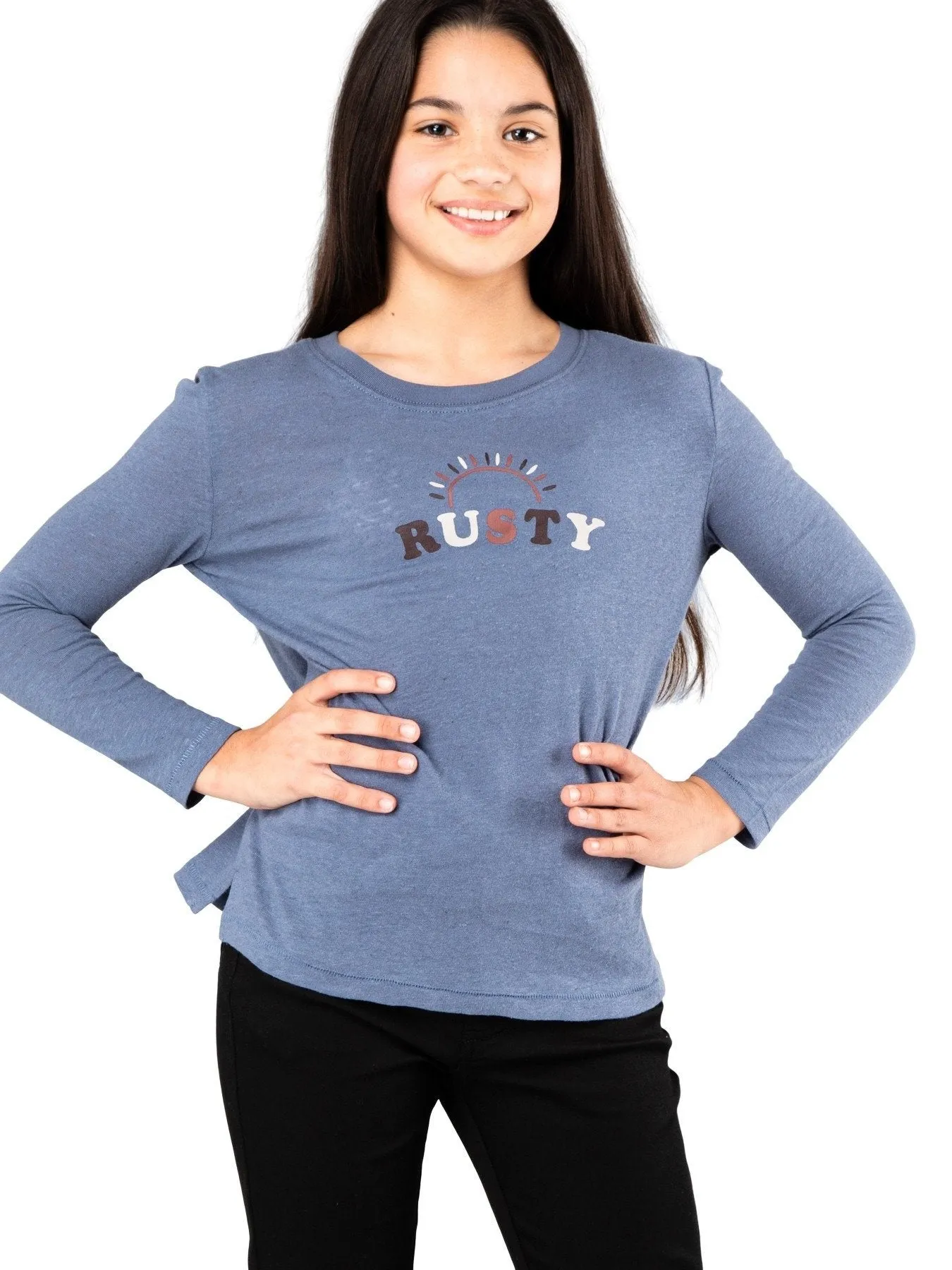 Sunny Long Sleeve Tee Girls - Blue Ashes