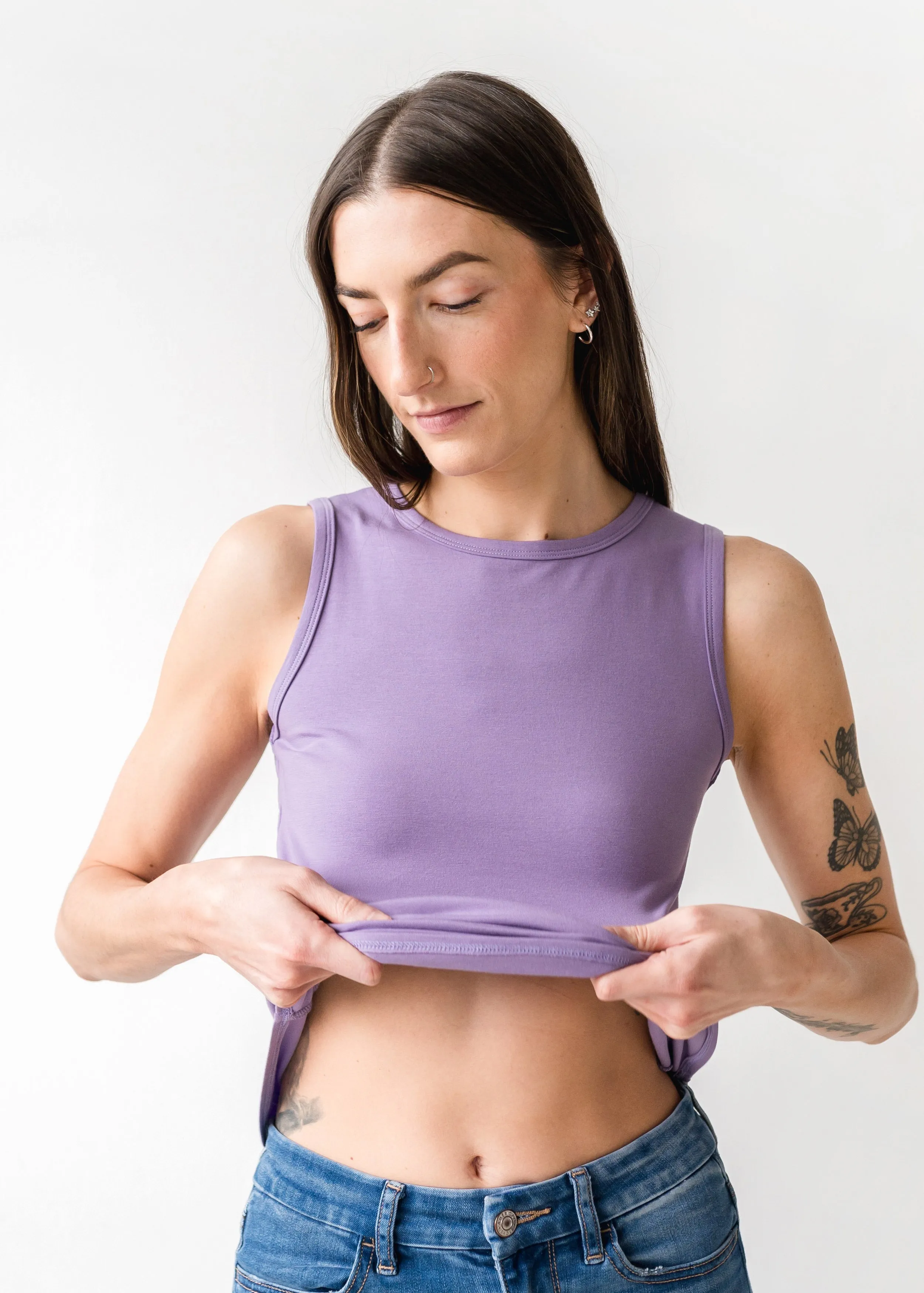 The Highneck Tank Top in Lavender