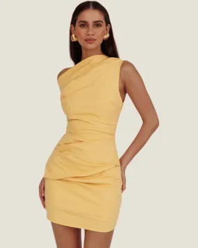 The Paloma: Yellow One Shoulder Mini Dress