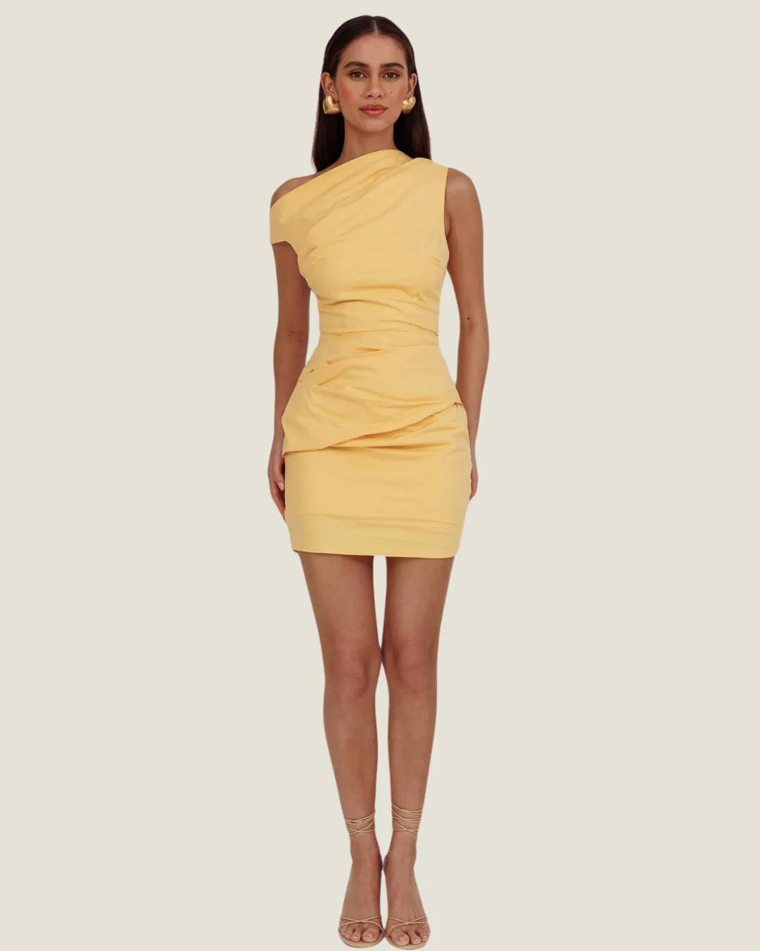 The Paloma: Yellow One Shoulder Mini Dress
