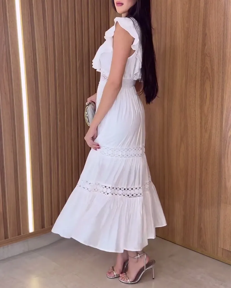 V-Neck Lace Elegant Lace Dress