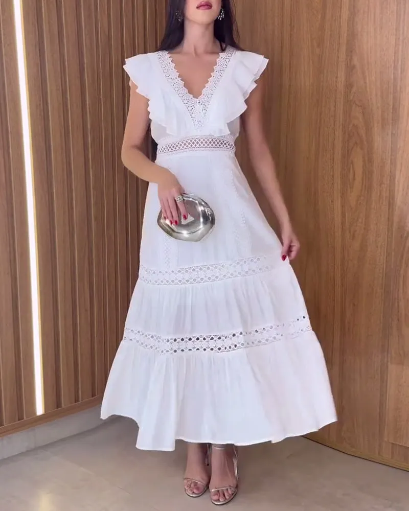 V-Neck Lace Elegant Lace Dress