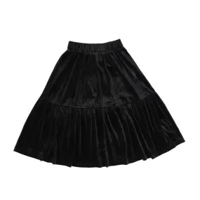 VIBE BLACK VELVET TIERED SKIRT [Final Sale]