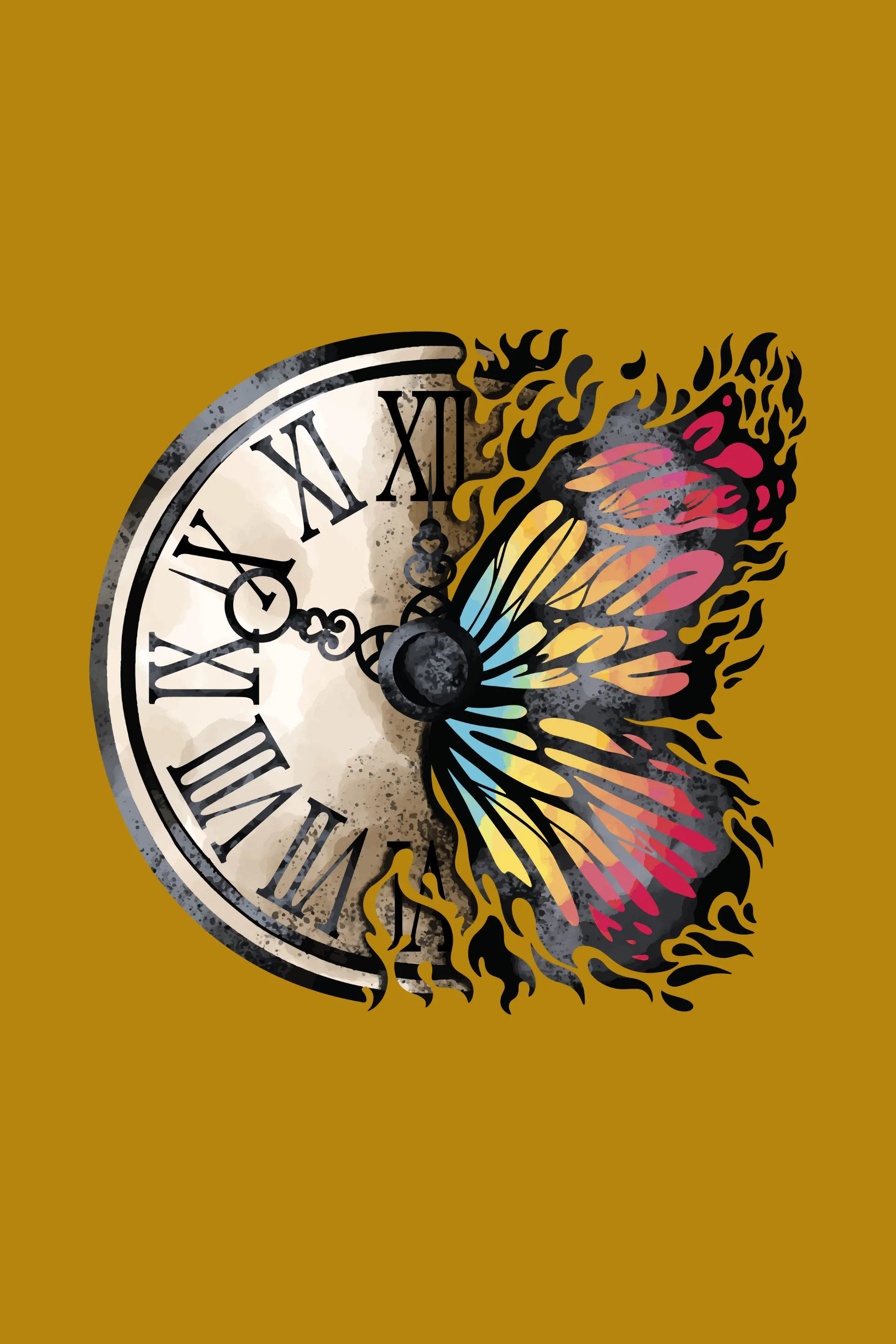 Vintage Clock Printed Scoop Neck T-shirt for women