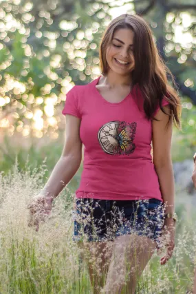 Vintage Clock Printed Scoop Neck T-shirt for women