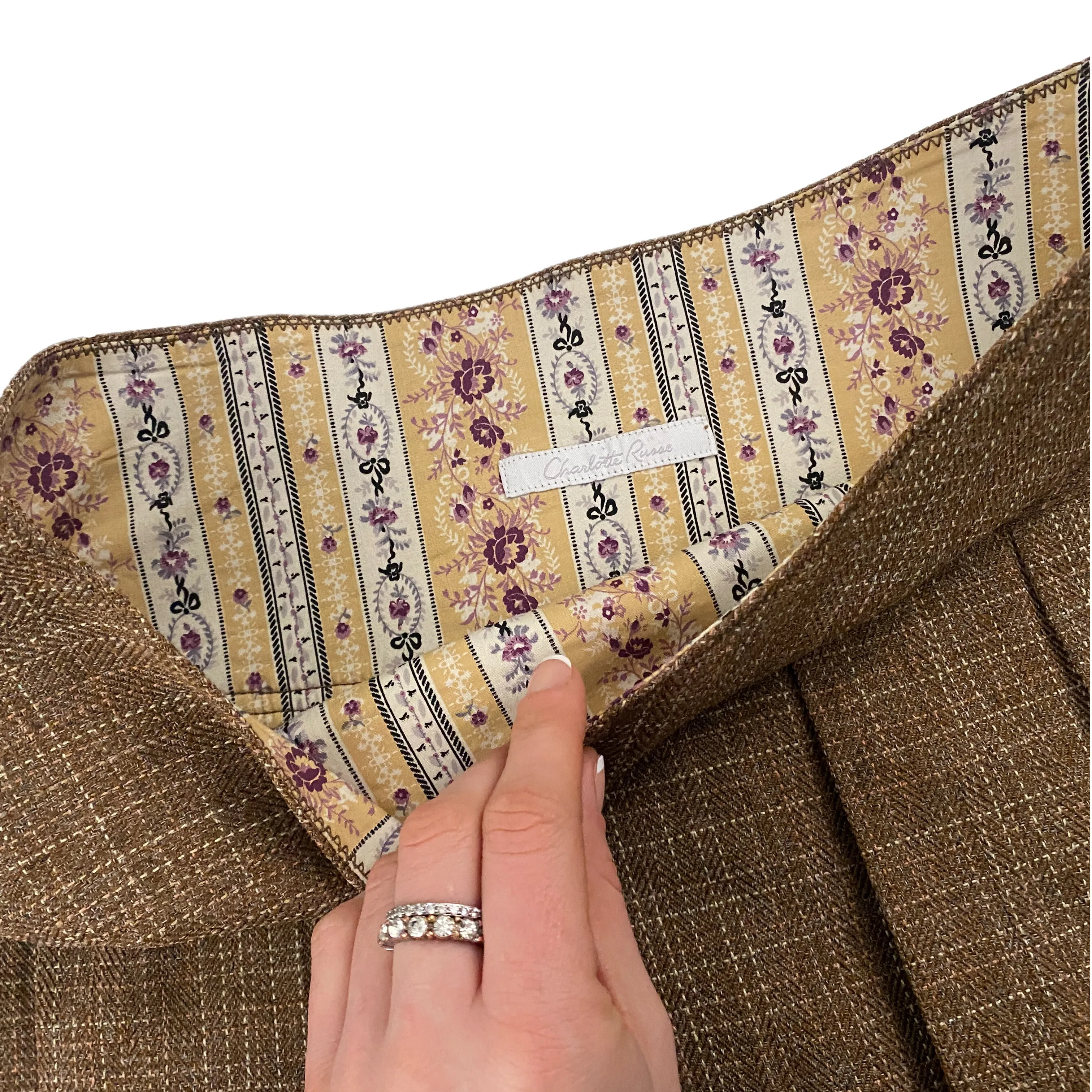 Y2K Tweed Pleated Mini Skirt (M)